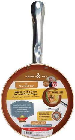 Copper Chef 10 Inch Round Frying Pan - Skillet with Ceramic Non Stick Coating. Perfect Cookware For Saute And Grill